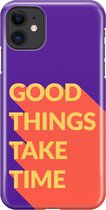 Apple iPhone 11 Hoesje - Premium Hardcase Hoesje - Dun en stevig plastic - Met Quote - Good Things - Paars