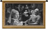 Wandkleed - Wanddoek - Kunst - Oude meesters - Goud - Lijst - 150x100 cm - Wandtapijt
