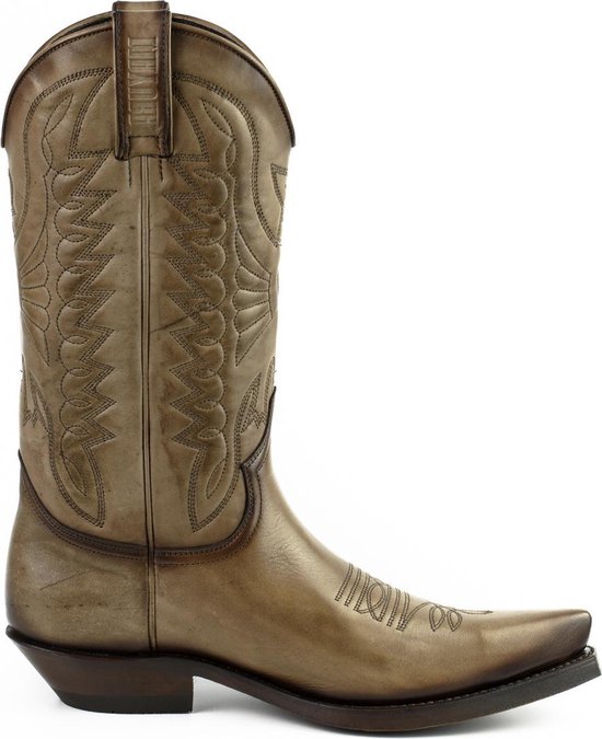 Mayura Boots 1920 Taupe/ Spitse Cowboy Western Line Dance Dames Heren Laarzen Schuine Hak Echt Leer Maat EU 45