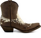 Mayura Boots 12U Bruin/ Natural -Dames Heren Cowboy Western Enkellaars Spitse Neus Schuine Hak Rits Waxed Leather Maat EU 47