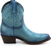 Mayura Boots 2374 Vintage Turquoise/ Dames Cowboy fashion Enkellaars Spitse Neus Western Hak Echt Leer Maat EU 38