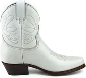 Mayura Boots 2374 Off White/ Dames Cowboy fashion Enkellaars Spitse Neus Western Hak Echt Leer Maat EU 36