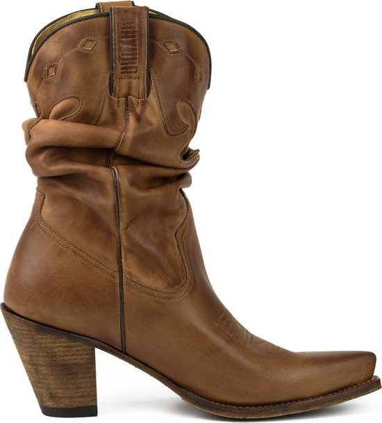 Mayura Boots 1952 Bruin/ Western Fashion Dames Spitse Cowboylaarzen Hoge Hak Gezakte Schacht Soepel Leer Maat EU 40