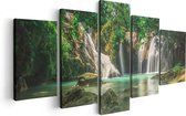 Artaza Canvas Schilderij Vijfluik Tropische Waterval  - 100x50 - Foto Op Canvas - Canvas Print