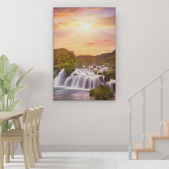 Artaza - Peinture sur toile - Chutes d'eau dans la forêt - 80x120 - Groot - Photo sur toile - Impression sur toile