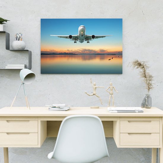 Artaza Peinture Sur Toile Avion Survolant Une Mer Colorée - 60x40 - Photo Sur Toile - Impression Sur Toile