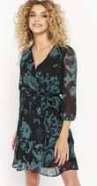 LOLALIZA Cache-coeur jurk met bloemenprint - Groen - Maat 48