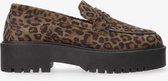 Tango | Bee chunky 40-ah khaki suede leopard loafer - black sole | Maat: 42