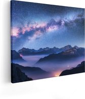 Artaza - Peinture sur toile - Voie lactée près des Montagnes en Italie - 100 x 80 - Groot - Photo sur toile - Impression sur toile