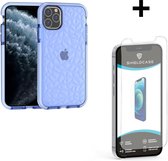 ShieldCase You're A Diamond geschikt voor Apple iPhone 12 / 12 Pro - 6.1 inch hoesje - blauw + glazen Screen Protector