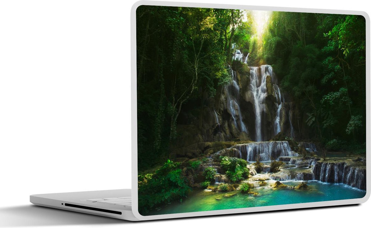 Laptop sticker - 10.1 inch - Waterval - Zon - Bomen - 25x18cm - Laptopstickers - Laptop skin - Cover