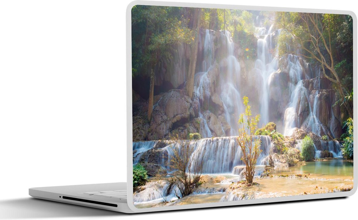 Laptop sticker - 10.1 inch - Waterval - Zon - Natuur - 25x18cm - Laptopstickers - Laptop skin - Cover