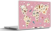 Laptop sticker - 13.3 inch - Wereldkaart kinderen - Dieren - Aarde