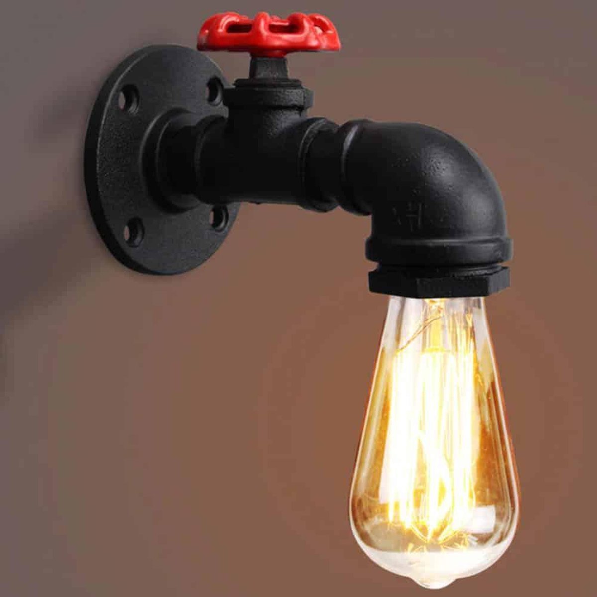 SensaHome Kraan Wandlamp - Industriële Lamp - Retro Binnenverlichting - E27 Fitting Hoeklamp - Inclusief Lamp - Zwart