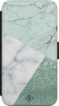 iPhone X/XS bookcase leer hoesje - Minty marmer collage