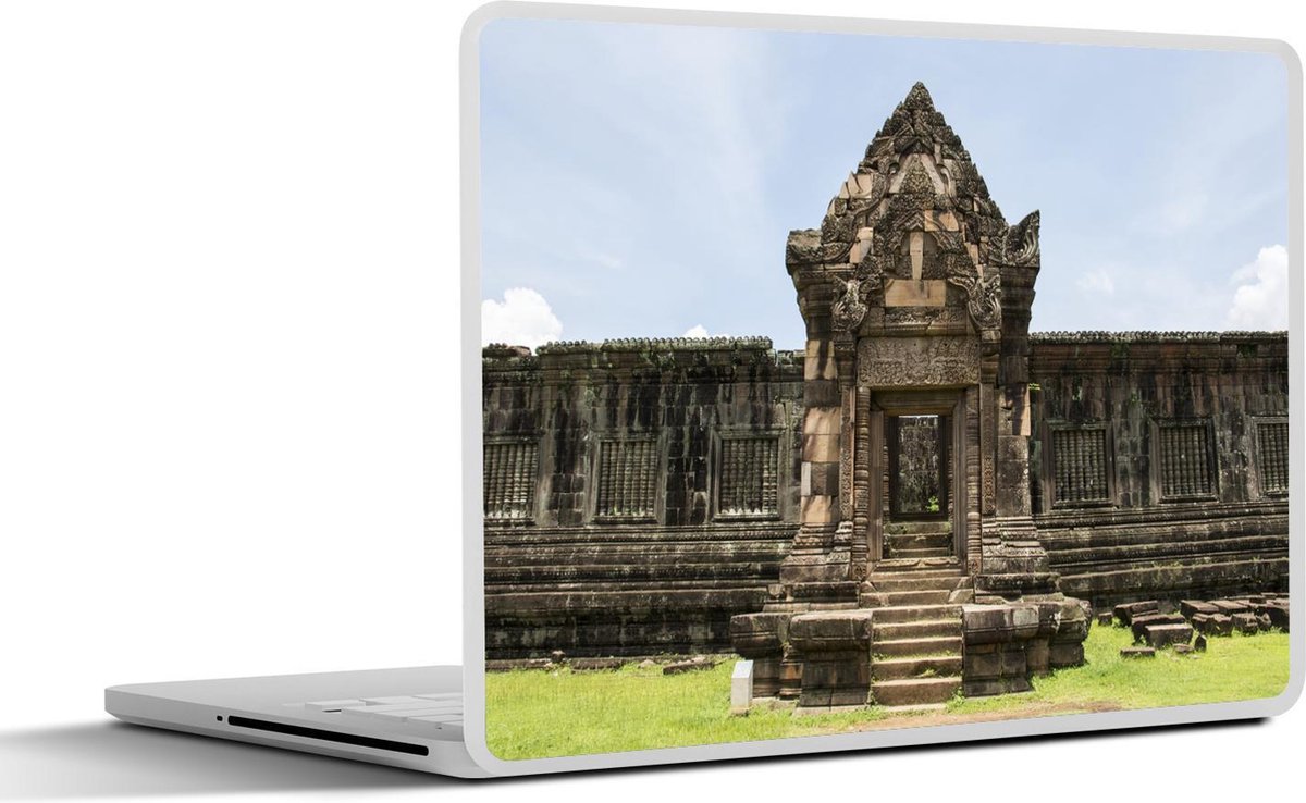 Afbeelding van product SleevesAndCases  Laptop sticker - 10.1 inch - Voorkant van een oude ruïne en een lucht in Wat Phou