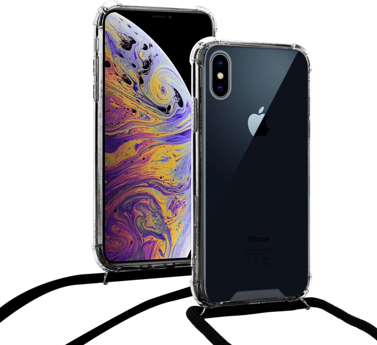 Shock hoesje met zwart koord iPhone X / Xs