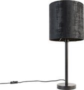 QAZQA simplo - Moderne Tafellamp met kap - 1 lichts - H 600 mm - Zwart -  Woonkamer | Slaapkamer | Keuken