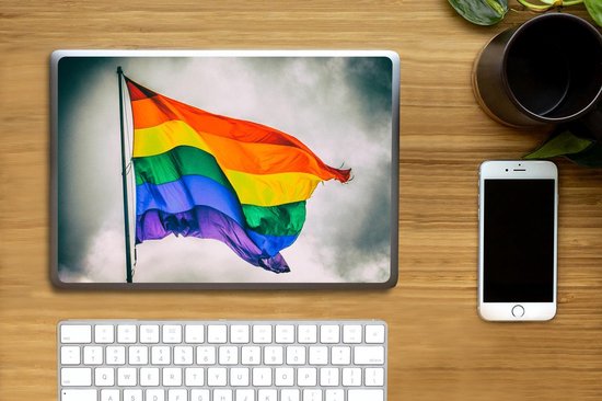 Laptop sticker - 13.3 inch - Foto van een regenboog vlag - 31x22,5cm - Laptopstickers - Laptop skin - Cover
