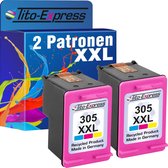 Set van 2x gerecyclede inkt cartridges voor HP 305XL 305 XXL Kleur