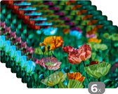 Placemat - Placemats kunststof - Bloemen - Natuur - Wild - 45x30 cm - 6 stuks - Hittebestendig - Anti-Slip - Onderlegger - Afneembaar