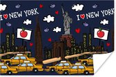 Poster New York - Taxi - Vrijheidsbeeld - 30x20 cm