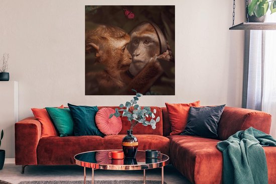 Poster Papillon - Singe - Animaux - Jungle - 100x100 cm XXL