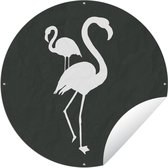 Tuincirkel Flamingo - Vogel - Silhouette - 90x90 cm - Ronde Tuinposter - Buiten