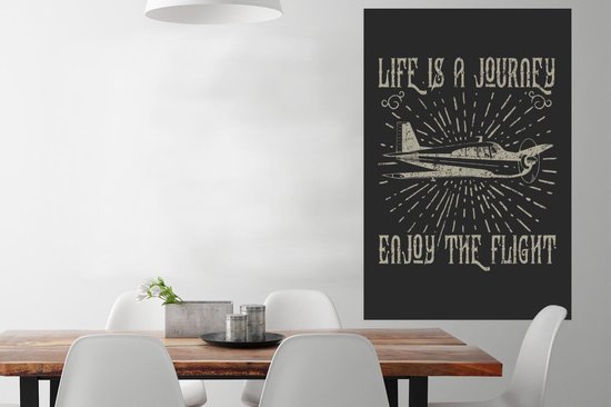 Affiche Vintage - Avion - Zwart - 80x120 cm