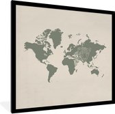 Fotolijst incl. Poster - Wereldkaart - Panter - Groen - 40x40 cm - Posterlijst