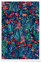 JUNIQE - Poster Tropische inkt - patroon -20x30 /Blauw & Groen