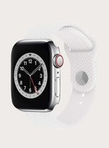 Siliconen Apple Watch Bandje - Wit Geweven - 42/44 mm - Series 1 2 3 4 5 6 SE - Geschikt voor Apple Watch