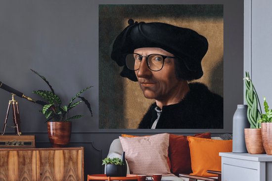 Stickers muraux - Film autocollant - Art - Lunettes - Portrait - 120x120 cm - Film adhésif - Stickers muraux Chambre d'enfant - Papier peint autocollant XXL