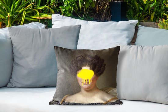 Coussin de jardin - Portrait - Vêtements - Peinture - 40x40 cm - Résistant aux intempéries