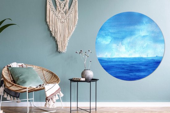 WallCircle - Wall Circle - Wall Circle - Aquarelle - Mer - Ciel - Aluminium - Dibond - 140x140 cm - Intérieur et Extérieur