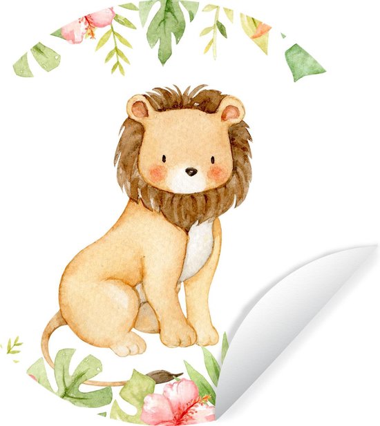Papier peint Cercle - Stickers muraux - Chambre d'enfant - Chambre d'enfant - Lion - Safari - Jungle - ⌀ 30 cm