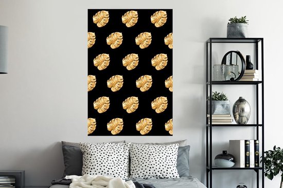 Stickers muraux - Feuille autocollante - Or - Monstera - Motif - 80x120 cm - Feuille adhésive - Stickers muraux chambre enfant - Papier peint autocollant - Papier peint autocollant - Feuille autocollante