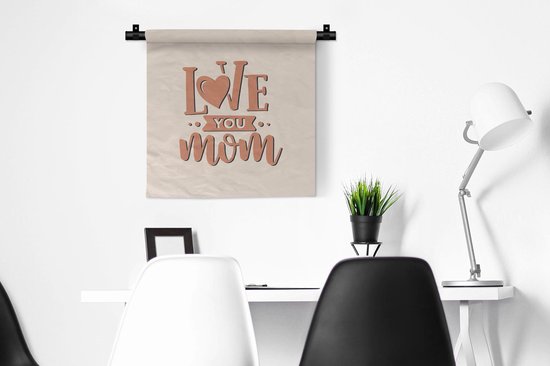 Tapisserie murale - Tissu mural - Je t'aime maman - Maman - Citations - Dictons - 60x60 cm - Tapisserie
