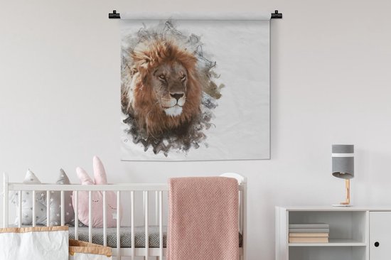 Tapisserie - Tapisserie - Lion - Ligne - Couleurs - 90x90 cm - Tapisserie