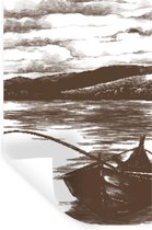 Muurstickers - Sticker Folie - Boot - Zee - Vishengel - 40x60 cm - Plakfolie - Muurstickers Kinderkamer - Zelfklevend Behang - Zelfklevend behangpapier - Stickerfolie