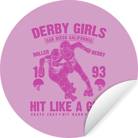 Foto: Wallcircle muurstickers behangcirkel vintage skeeler vrouw 100x100 cm muurcirkel zelfklevend ronde behangsticker xxl