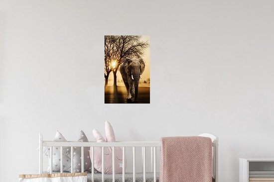 Stickers Stickers muraux - Éléphant - Arbre - Soleil - 20x30 cm - Feuille adhésive