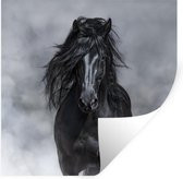 Muurstickers - Sticker Folie - Paard - Zwart - Rook - 50x50 cm - Plakfolie - Muurstickers Kinderkamer - Zelfklevend Behang - Zelfklevend behangpapier - Stickerfolie