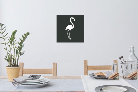 Muurstickers - Sticker Folie - Flamingo - Silhouette - Wit - 30x30 cm - Plakfolie - Muurstickers Kinderkamer - Zelfklevend Behang - Zelfklevend behangpapier - Stickerfolie