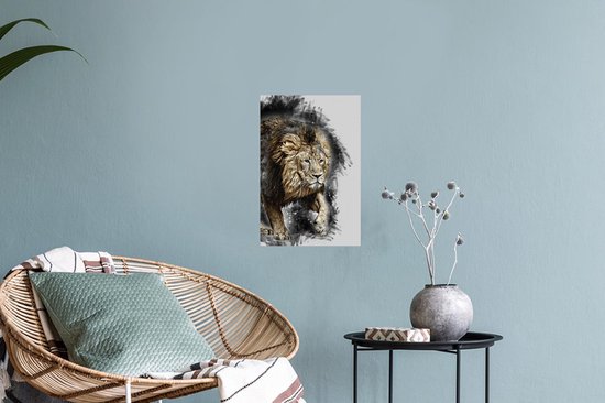 Stickers Stickers muraux - Illustration - Lion - Zwart - 20x30 cm - Film adhésif