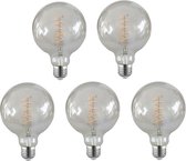 Voordeelpakket | LED Filament Globe lamp spiraal | 125mm | 4 Watt | Dimbaar | 2400K | 5 stuks