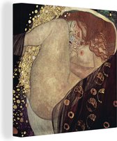 Canvas Schilderij Danaë - Gustav Klimt - 20x20 cm - Wanddecoratie