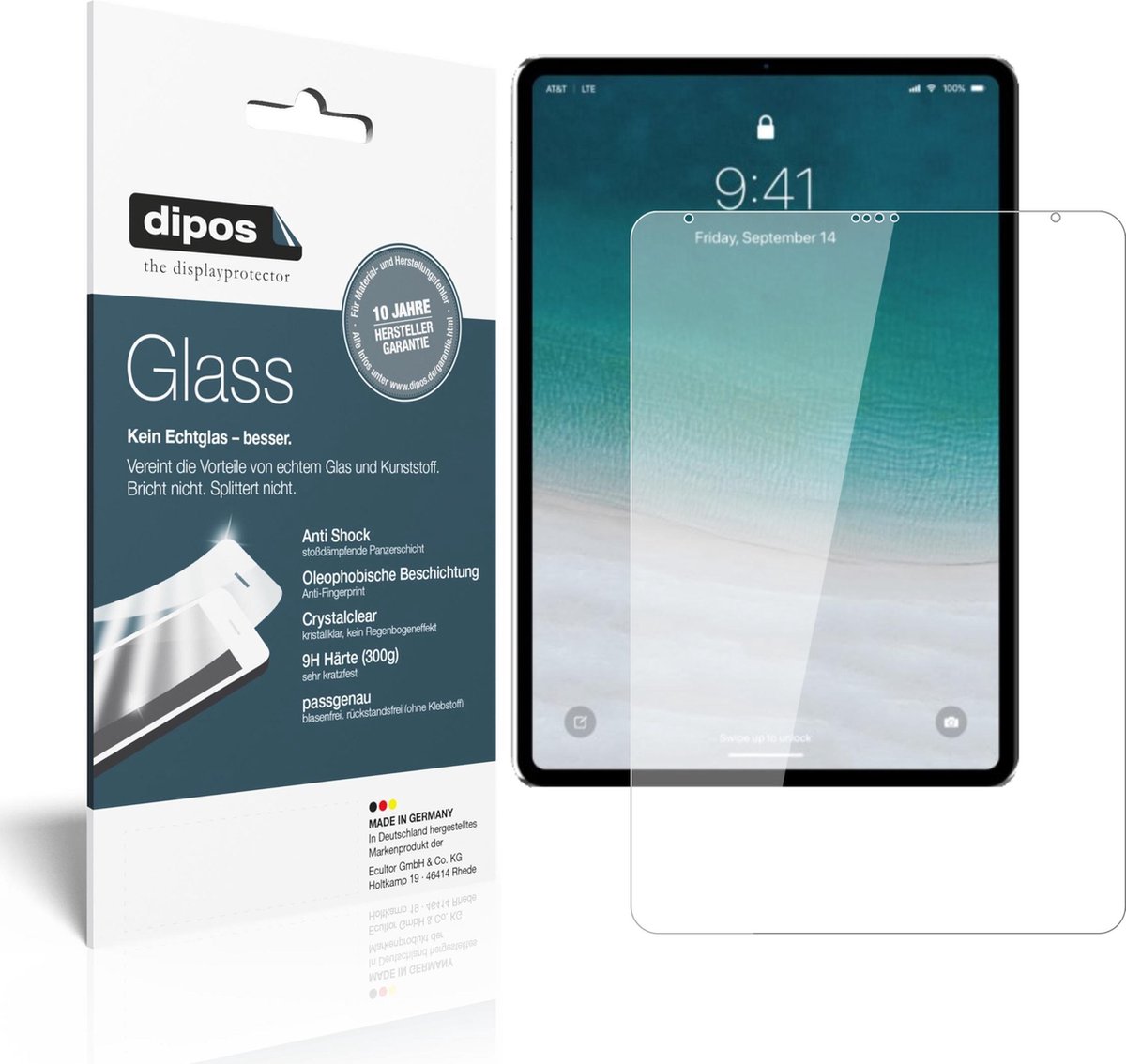 dipos I 2x Pantserfolie helder compatibel met Apple iPad Pro 12.9 Zoll (2020) Beschermfolie 9H screen-protector