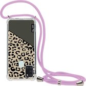 Casetastic Samsung Galaxy A21s (2020) Hoesje met koord - Lanyard Case - Leopard Mix Green Print