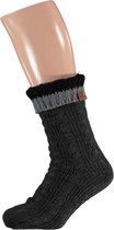 HomeSocks | Heren | Donker Grijze kabel met Antislip